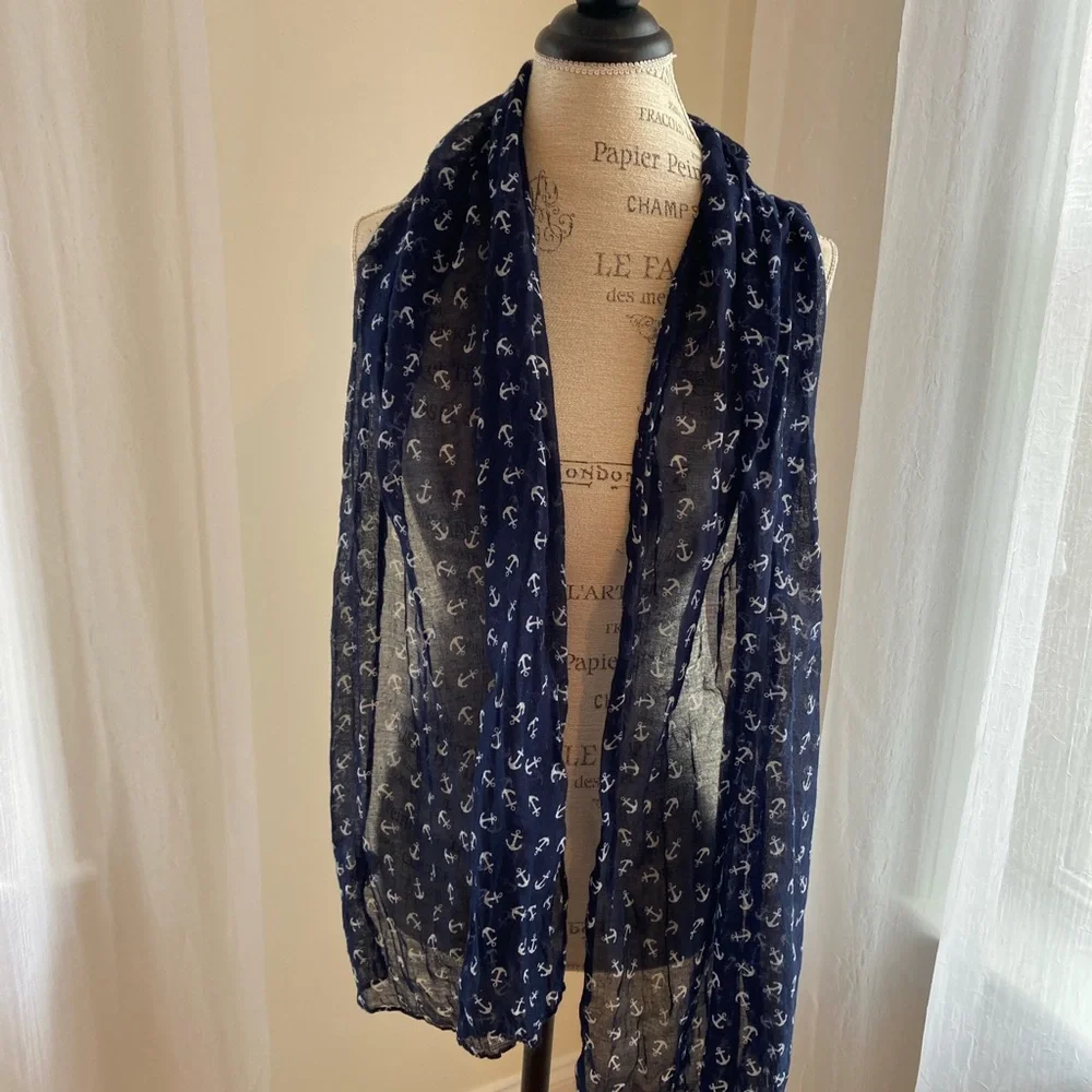 Blue scarf with white ancors